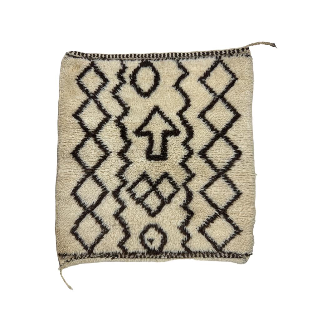Moroccan custom rug from Beni Ourain, Wool and Thread, White