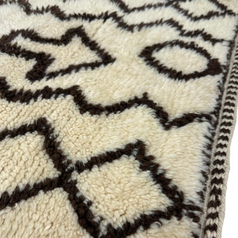 Moroccan custom rug from Beni Ourain, Wool and Thread, White