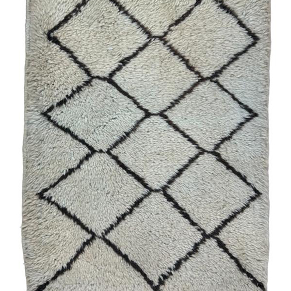 Moroccan custom rug from Beni Ourain, Wool and Thread, White