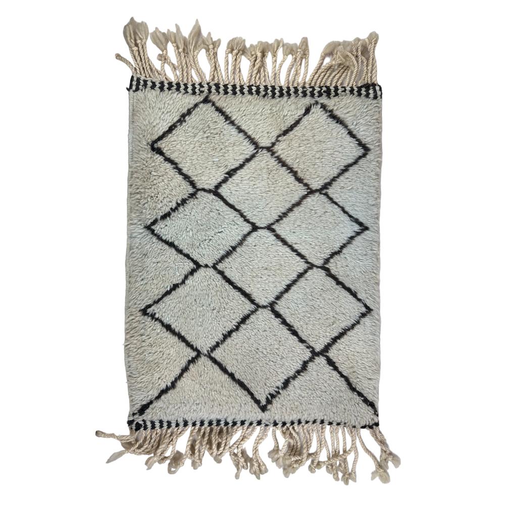 Moroccan custom rug from Beni Ourain, Wool and Thread, White
