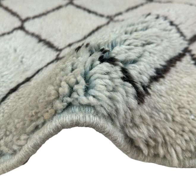 Moroccan custom rug from Beni Ourain, Wool and Thread, White