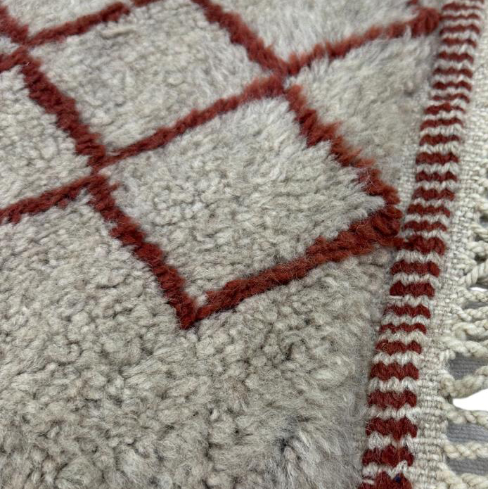 Moroccan custom rug from Beni Ourain, Wool and Thread, Gray
