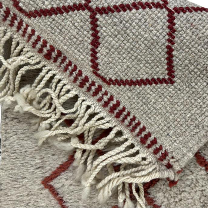 Moroccan custom rug from Beni Ourain, Wool and Thread, Gray