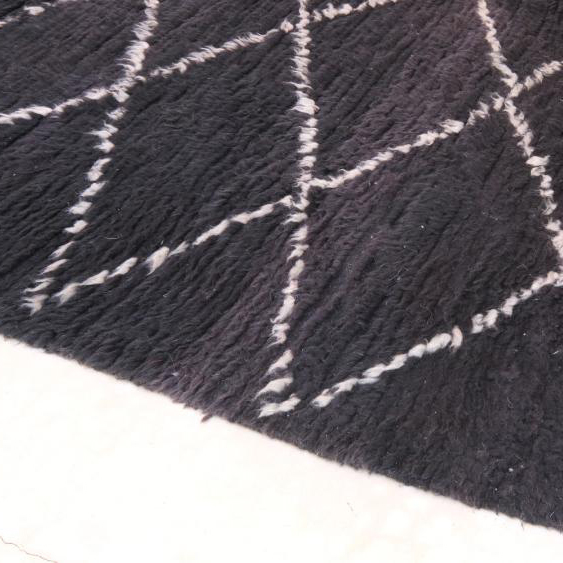 Moroccan custom rug from Beni Ourain, Wool and Thread, Black
