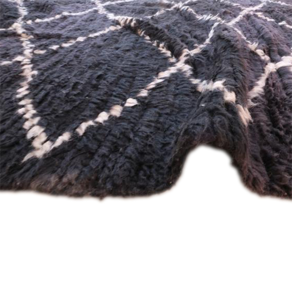 Moroccan custom rug from Beni Ourain, Wool and Thread, Black