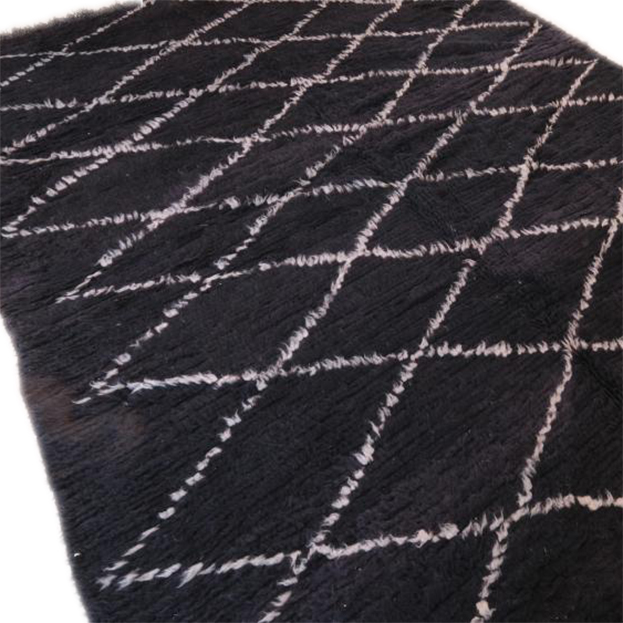 Moroccan custom rug from Beni Ourain, Wool and Thread, Black