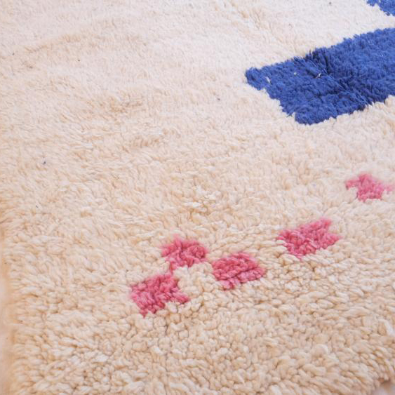Moroccan custom rug from Beni Ourain, Wool and Thread, Colorful