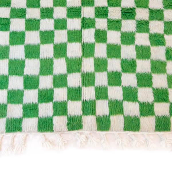 Moroccan custom rug from Beni Ourain, Wool and Thread, Green