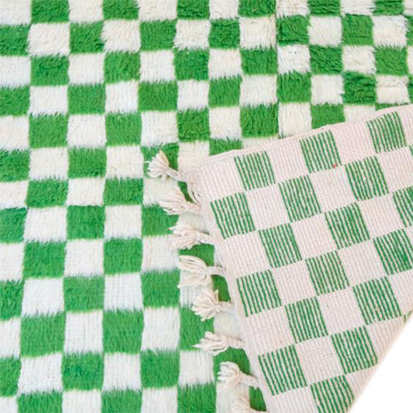 Moroccan custom rug from Beni Ourain, Wool and Thread, Green