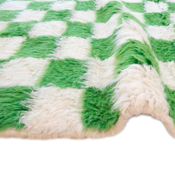 Moroccan custom rug from Beni Ourain, Wool and Thread, Green