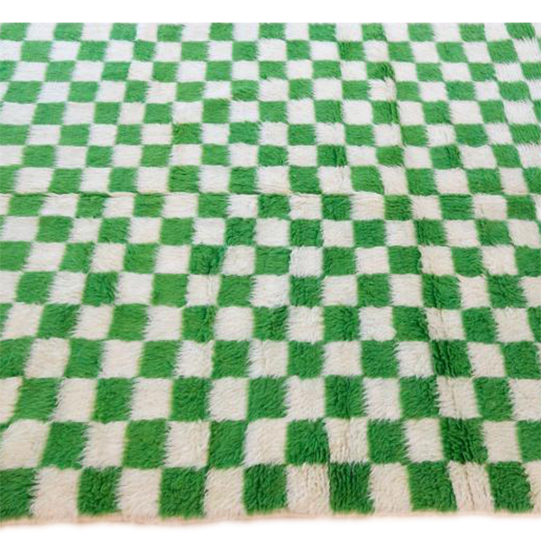 Moroccan custom rug from Beni Ourain, Wool and Thread, Green