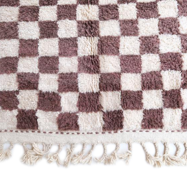 Moroccan custom rug from Beni Ourain, Wool and Thread, Brown