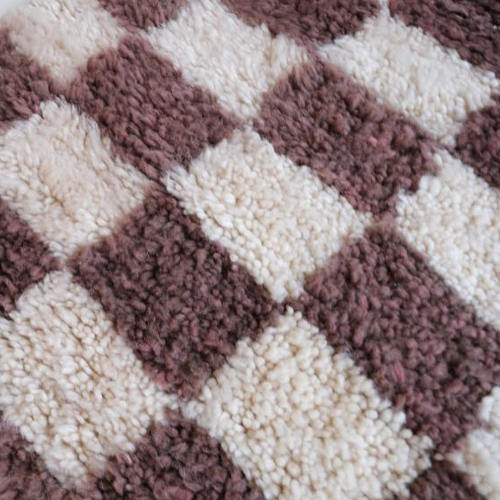 Moroccan custom rug from Beni Ourain, Wool and Thread, Brown