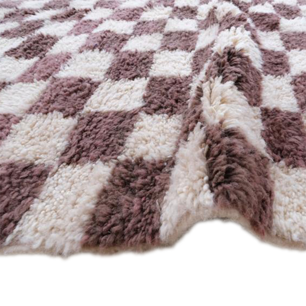 Moroccan custom rug from Beni Ourain, Wool and Thread, Brown