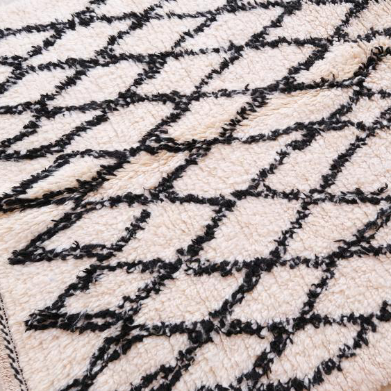Moroccan custom rug from Beni Ourain, Wool and Thread, White