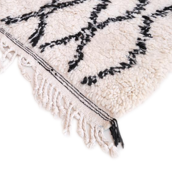 Moroccan custom rug from Beni Ourain, Wool and Thread, White