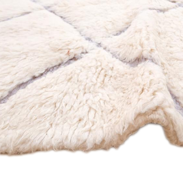 Moroccan custom rug from Beni Ourain, Wool and Thread, White