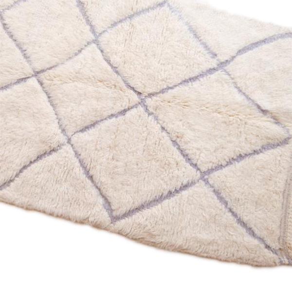 Moroccan custom rug from Beni Ourain, Wool and Thread, White