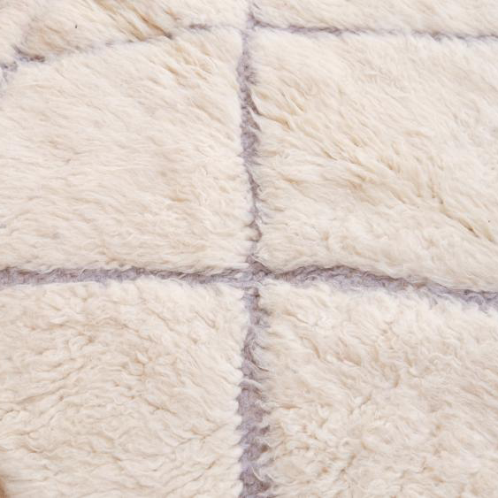 Moroccan custom rug from Beni Ourain, Wool and Thread, White