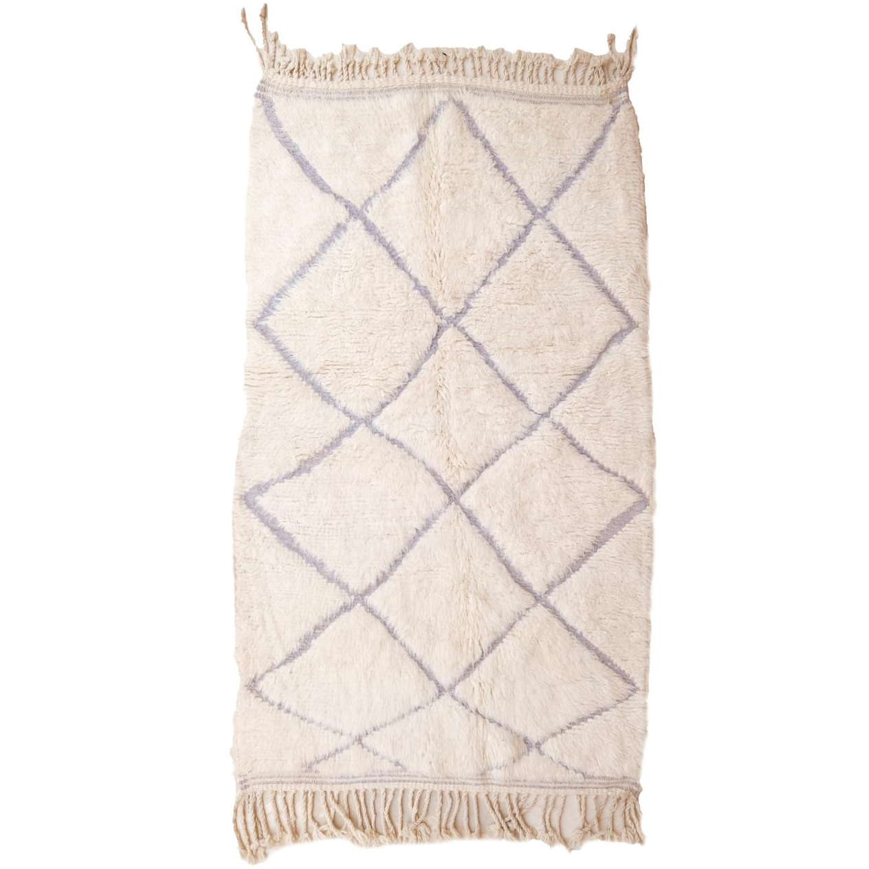 Moroccan custom rug from Beni Ourain, Wool and Thread, White