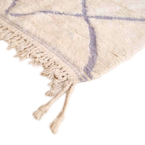 Moroccan custom rug from Beni Ourain, Wool and Thread, White
