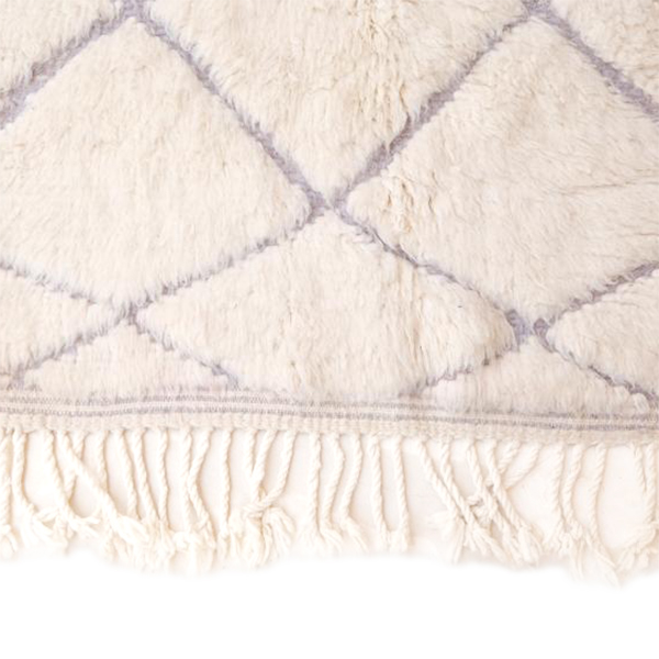 Moroccan custom rug from Beni Ourain, Wool and Thread, White