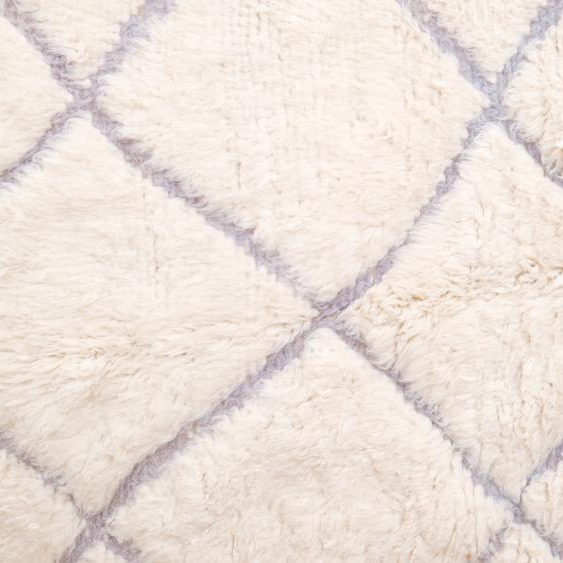 Moroccan custom rug from Beni Ourain, Wool and Thread, White
