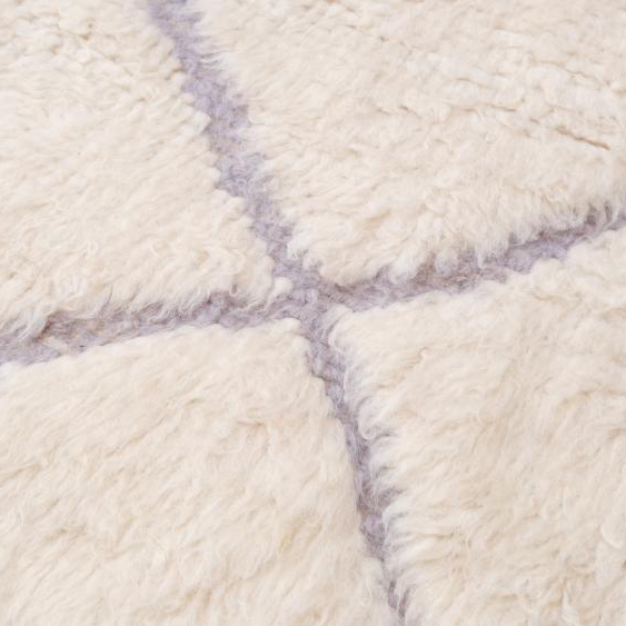Moroccan custom rug from Beni Ourain, Wool and Thread, White