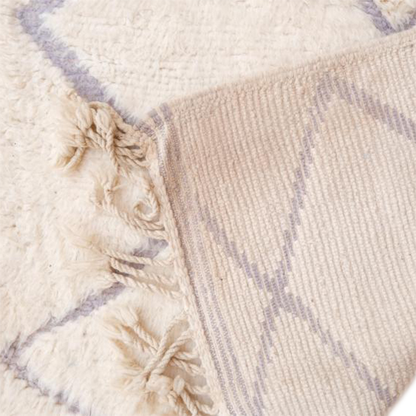 Moroccan custom rug from Beni Ourain, Wool and Thread, White
