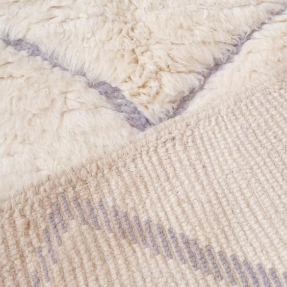 Moroccan custom rug from Beni Ourain, Wool and Thread, White