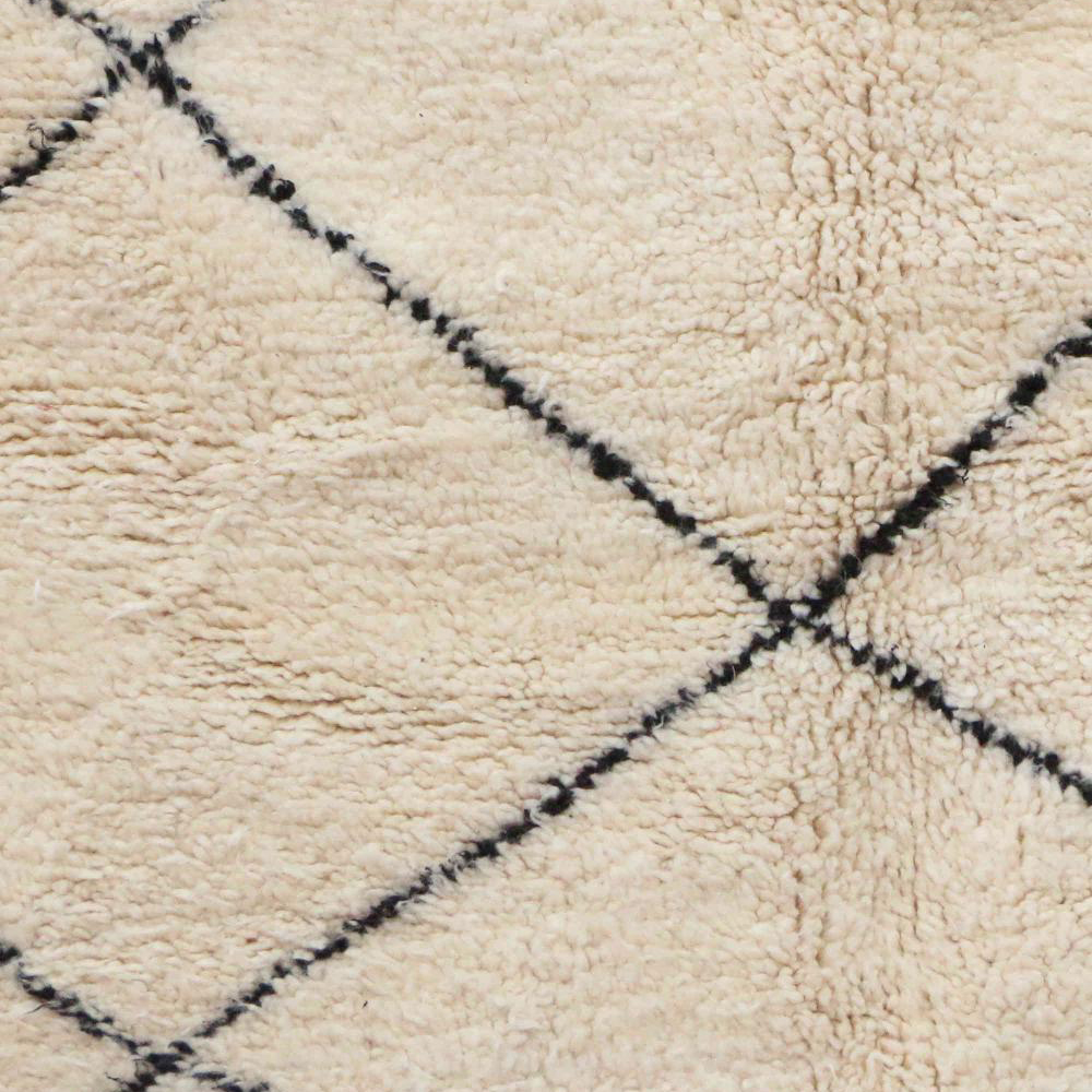 Moroccan custom rug from Beni Ourain, Wool and Thread, black and white