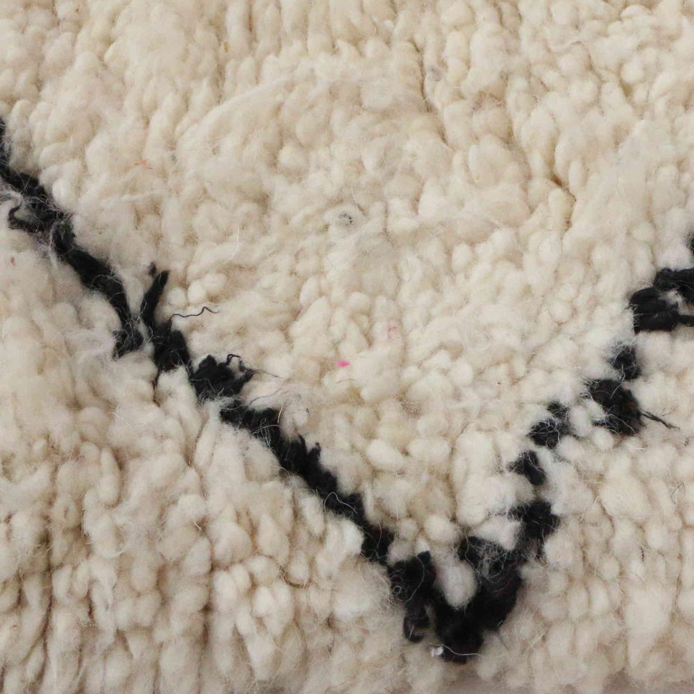 Moroccan custom rug from Beni Ourain, Wool and Thread, black and white