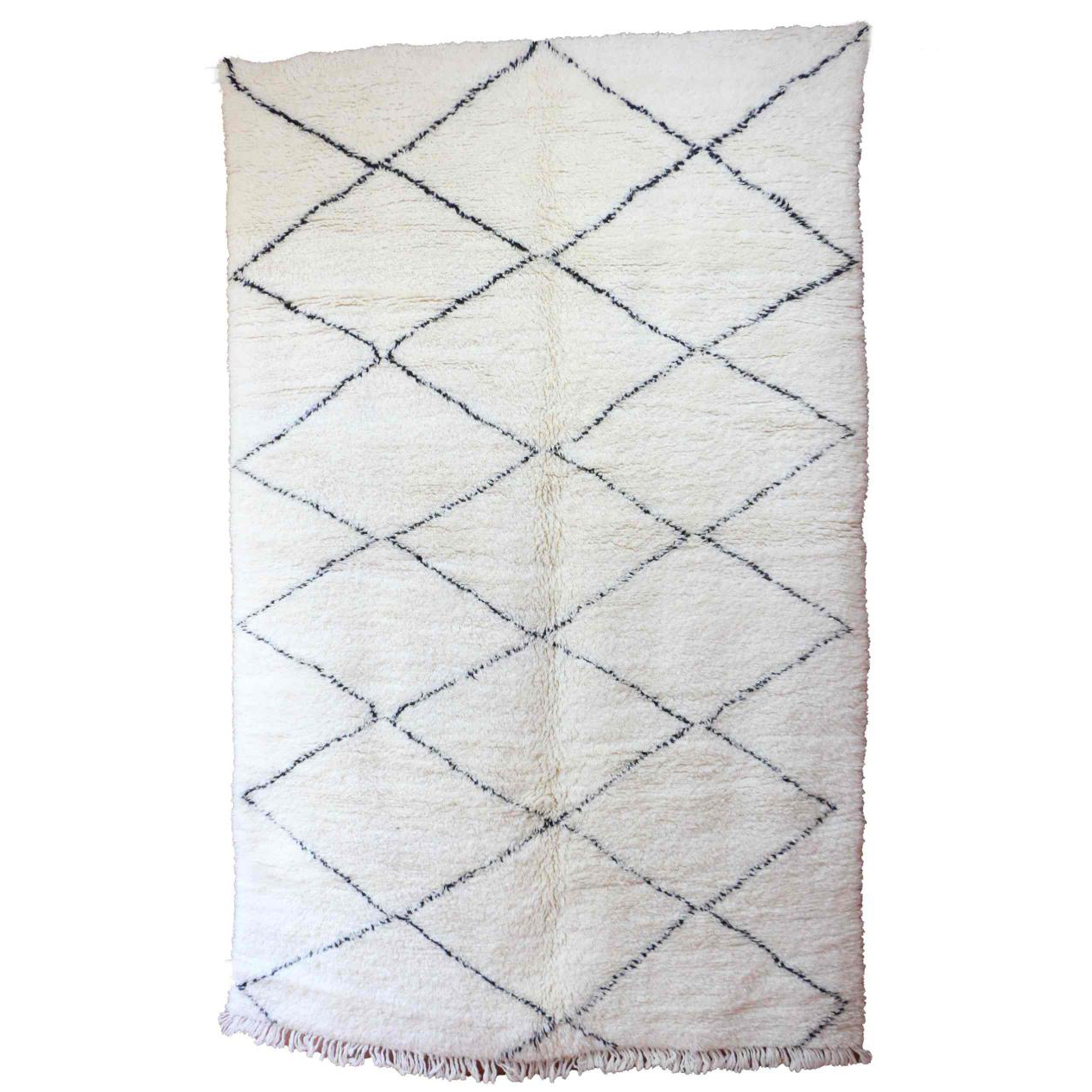 Moroccan custom rug from Beni Ourain, Wool and Thread, White
