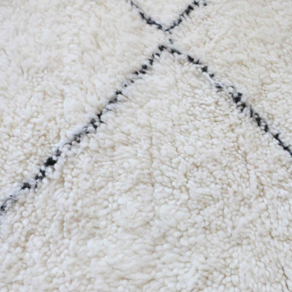 Moroccan custom rug from Beni Ourain, Wool and Thread, White