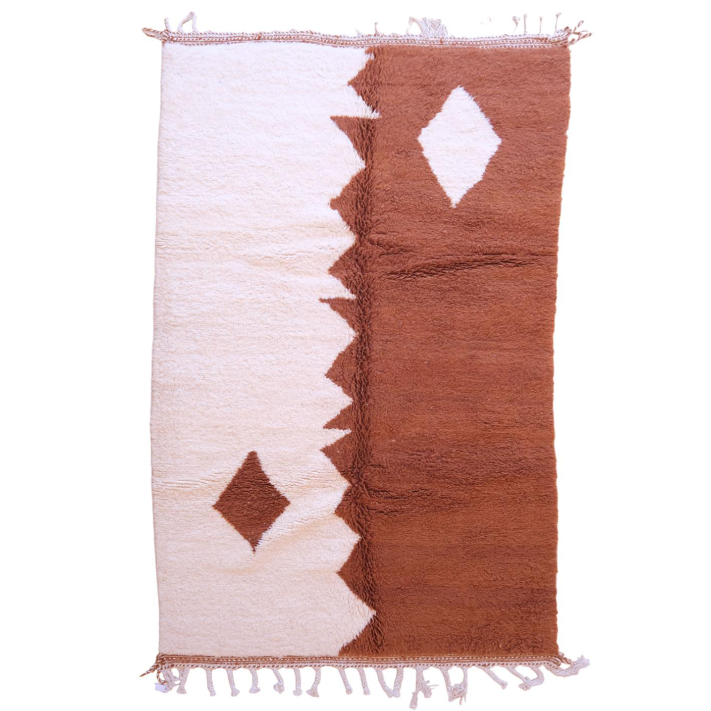 Moroccan custom rug from Beni Ourain, Wool and Thread, Brown