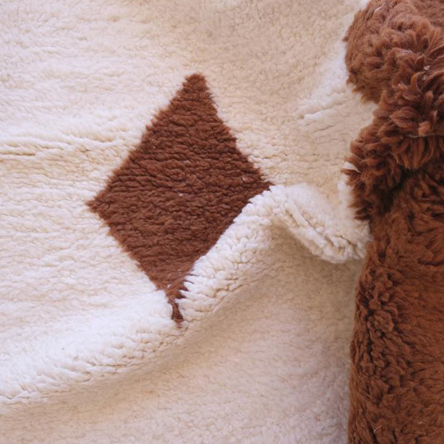 Moroccan custom rug from Beni Ourain, Wool and Thread, Brown