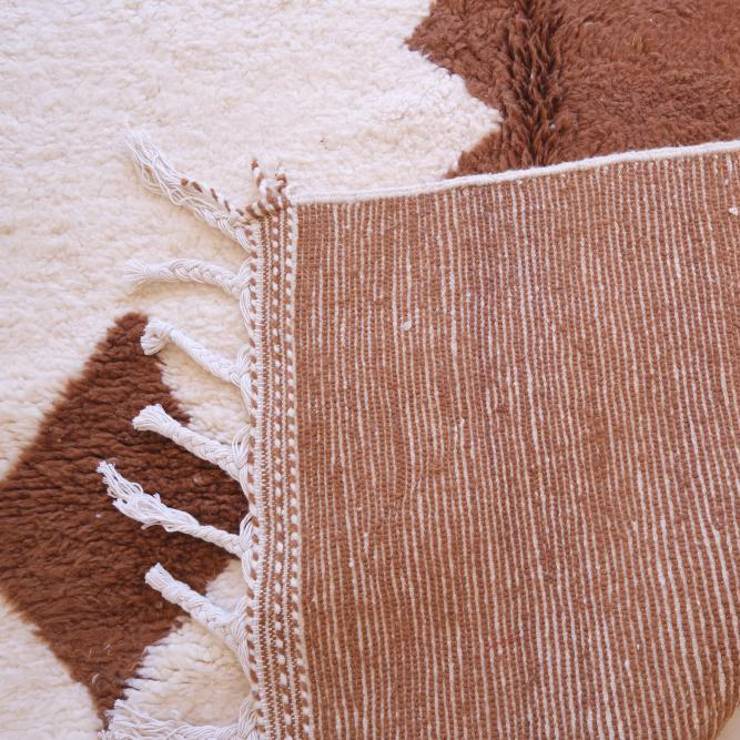 Moroccan custom rug from Beni Ourain, Wool and Thread, Brown