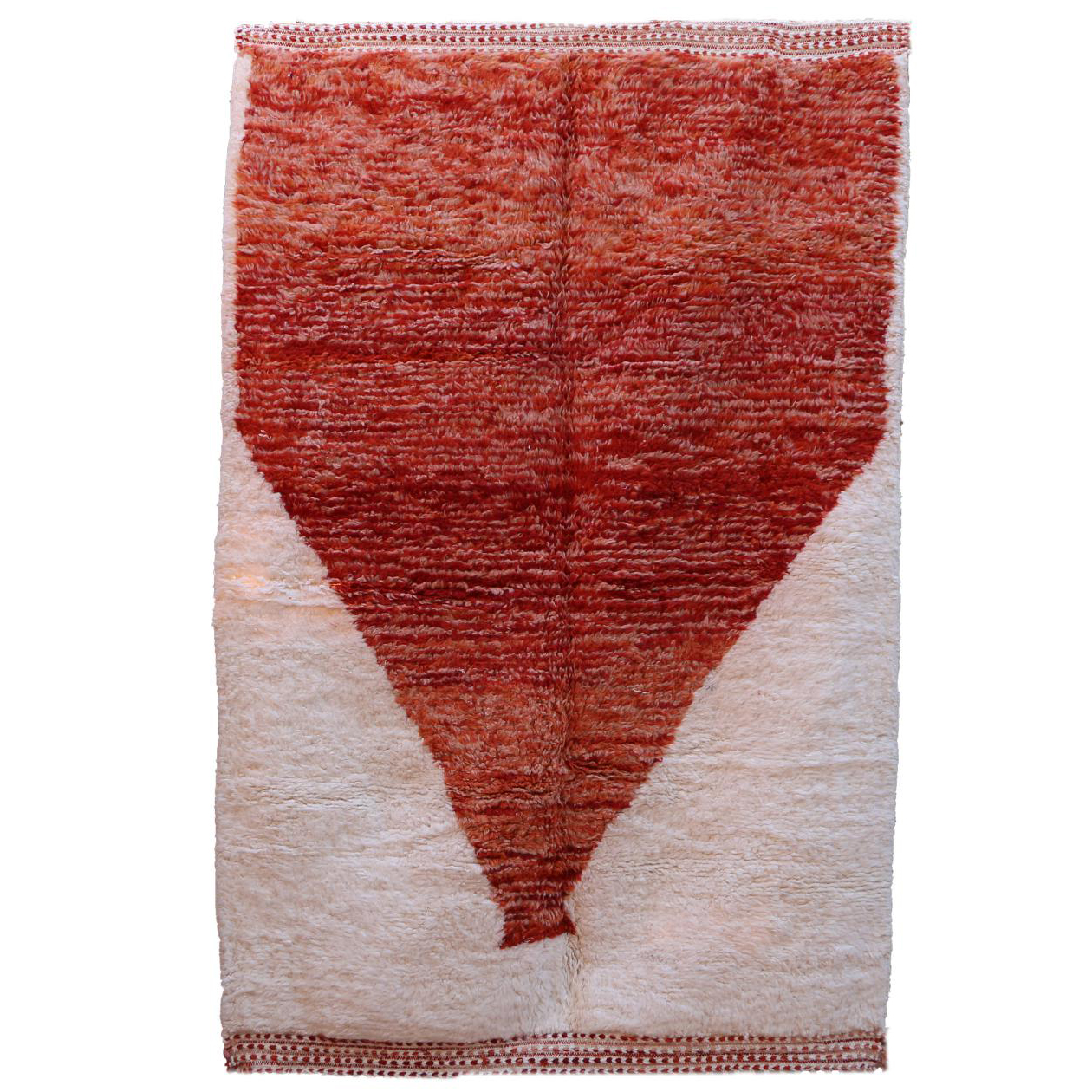 Moroccan custom rug from Beni Ourain, Wool and Thread, Red