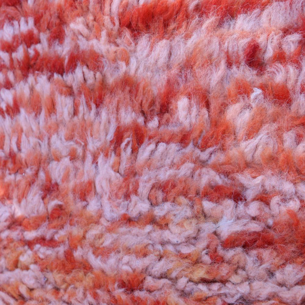 Moroccan custom rug from Beni Ourain, Wool and Thread, Red