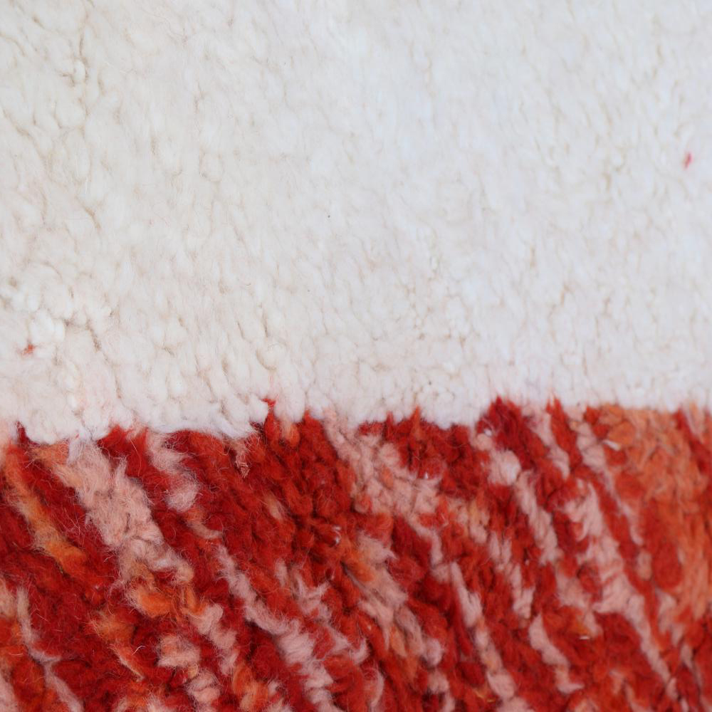 Moroccan custom rug from Beni Ourain, Wool and Thread, Red