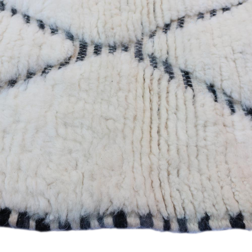 Moroccan custom rug from Beni Ourain, Wool and Thread, black and white