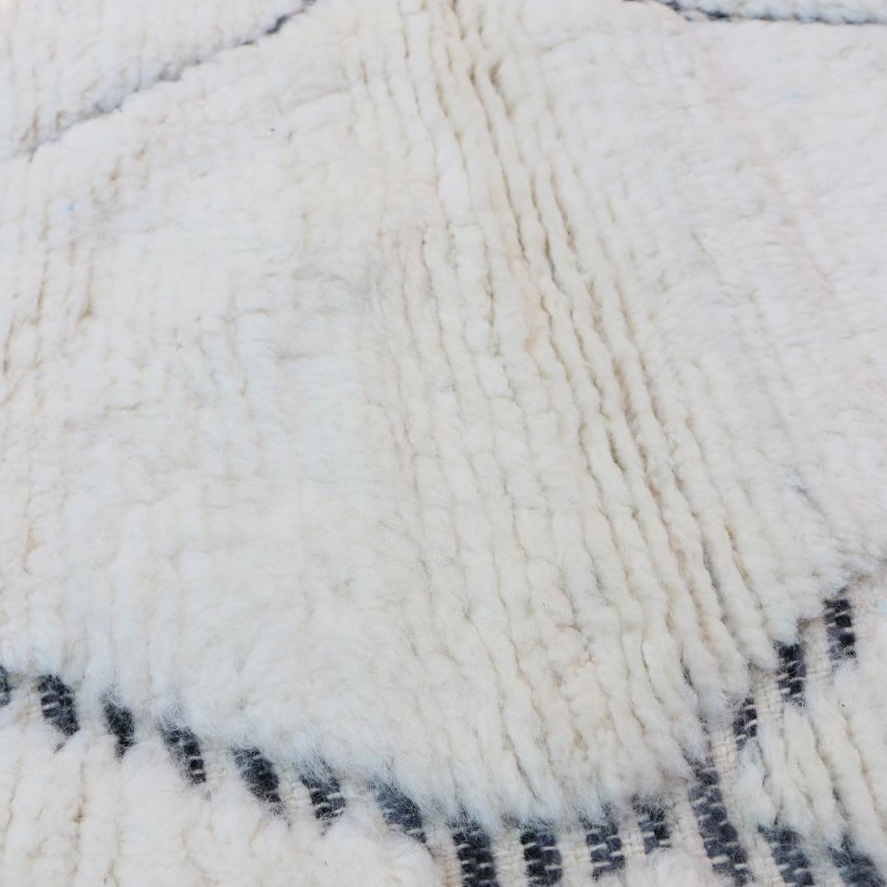 Moroccan custom rug from Beni Ourain, Wool and Thread, black and white