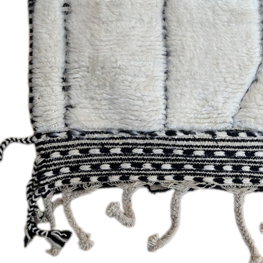 Moroccan custom rug from Beni Ourain, Wool and Thread, black and white