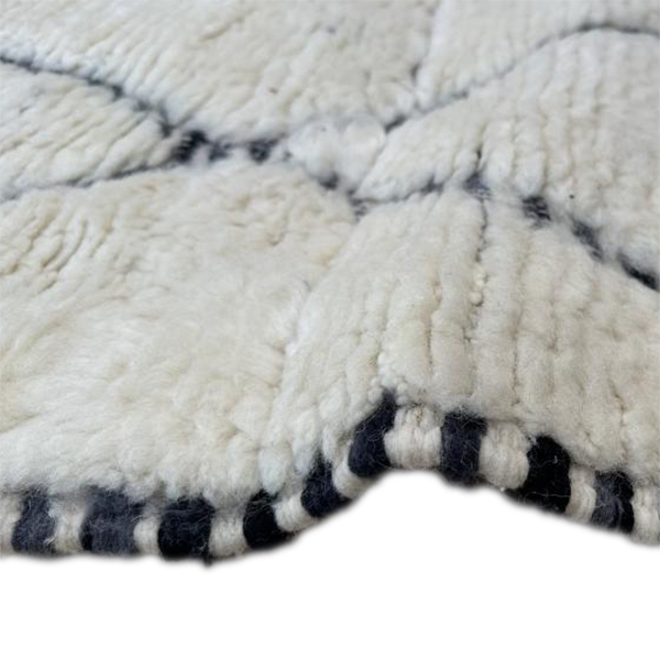Moroccan custom rug from Beni Ourain, Wool and Thread, black and white
