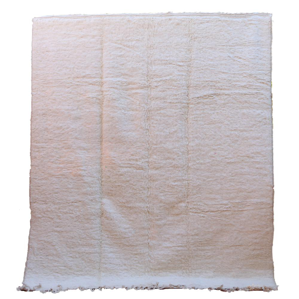 Moroccan custom rug from Beni Ourain, Wool and Thread, White