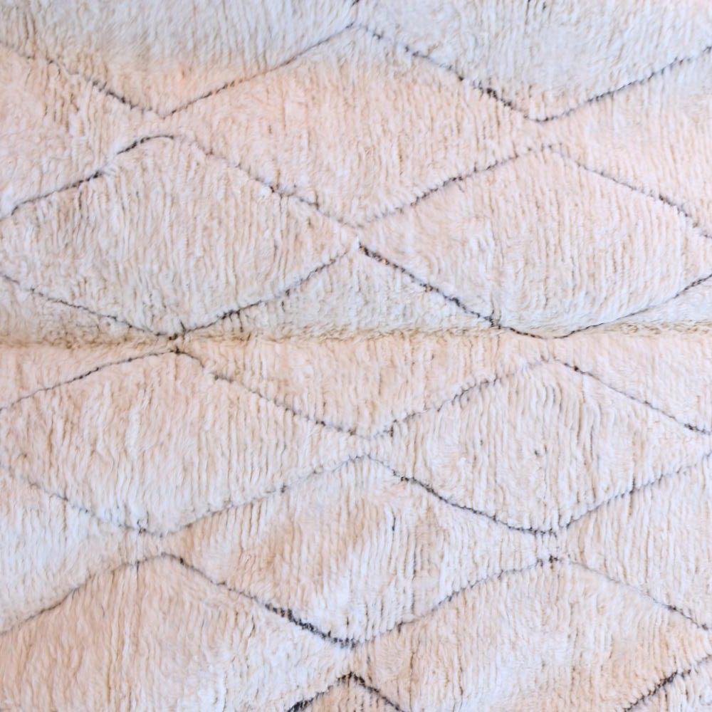 Moroccan custom rug from Beni Ourain, Wool and Thread, black and white