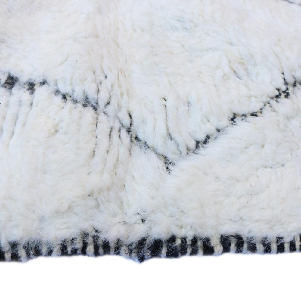 Moroccan custom rug from Beni Ourain, Wool and Thread, black and white