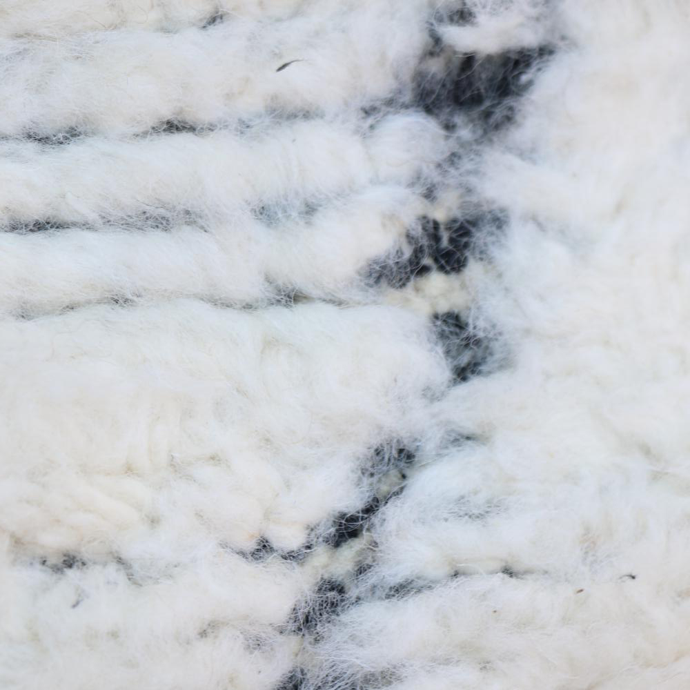 Moroccan custom rug from Beni Ourain, Wool and Thread, black and white