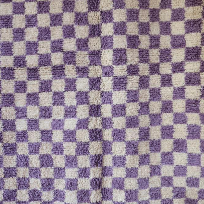 Moroccan custom rug from Beni Ourain, Wool and Thread, Purple