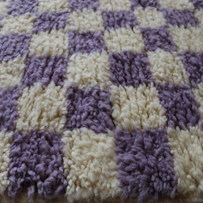 Moroccan custom rug from Beni Ourain, Wool and Thread, Purple
